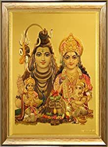 SAF Golden Foil Shiv Parivaar Print Synthetic Framed Painting (25 cm x ...