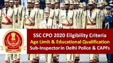 SSC CPO 2020 Eligibility Criteria for Sub-Inspector (SI) in Delhi ...