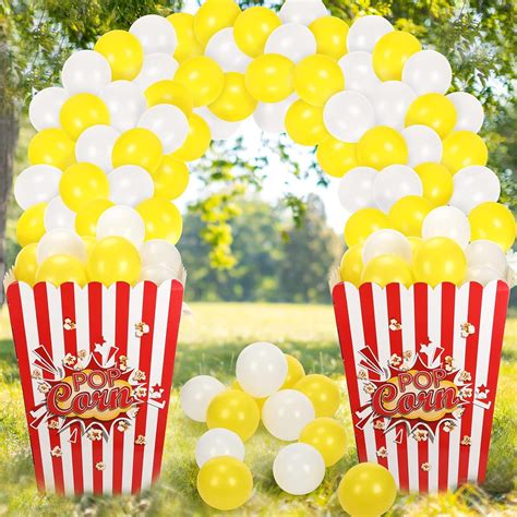 Giant Popcorn Box Cardboard Stand up with Balloons Movie Popcorn 3D ...