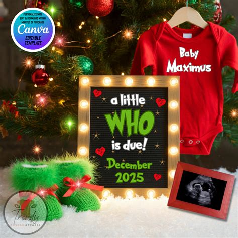 Digital Christmas Pregnancy Announcement | Customizable Grinch Themed ...