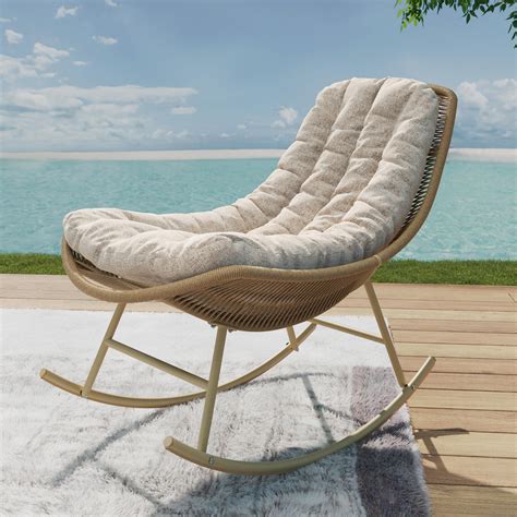 Bay Isle Home™ Wicker Outdoor Rocking Chair Patio Rocker Chair With ...