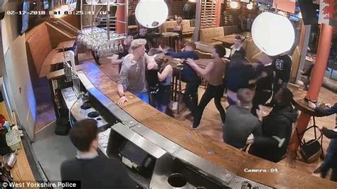 Massive bar brawl of 20 men erupts at Arc Bar in Leeds | Daily Mail Online