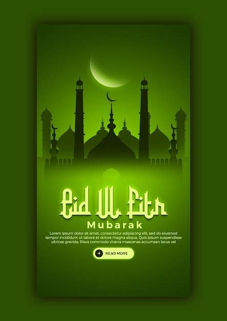 Eid mubarak instagram story design with mosque silhouette and crescent ...