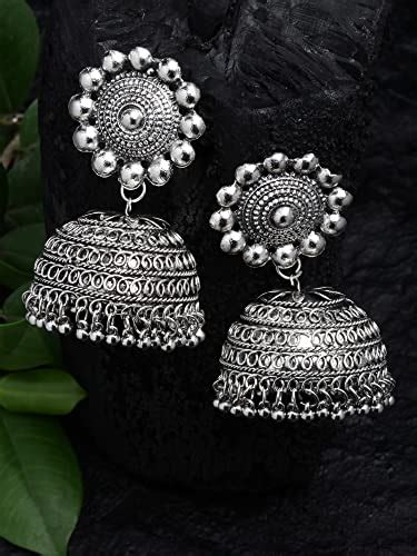 Buy Shining Diva Fashion Latest Stylish Oxidised Jhumka Earrings for ...