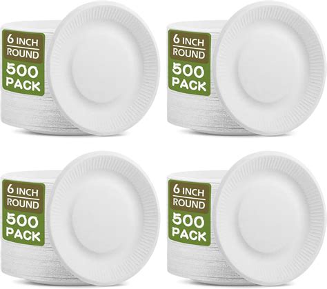 Amazon.com: Gere Paper Plates 6 inch, 50 Pack Compostable Disposable ...