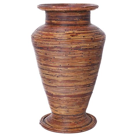 Large Pencil Reed Rattan Floor Vase For Sale at 1stDibs | large rattan ...
