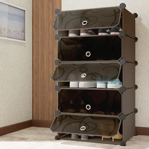 AYSIS 5 Shelf DIY Shoe Rack Plastic ^ Multi-Purpose Plastic Shoe Rack ...