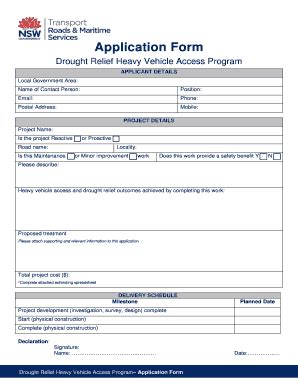 Fillable Online Drought Relief Heavy Vehicle Access Program ...