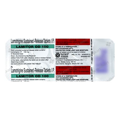 LAMITOR OD 100MG TABLET 10'S : View Price, Combination and Alternatives ...