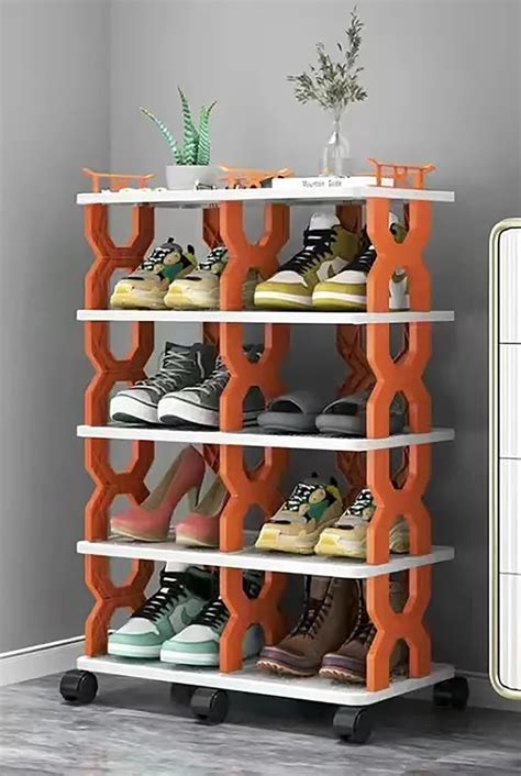 House of Quirk Plastic Universal Wheel Shoe Rack Shoe Cabinet Space ...