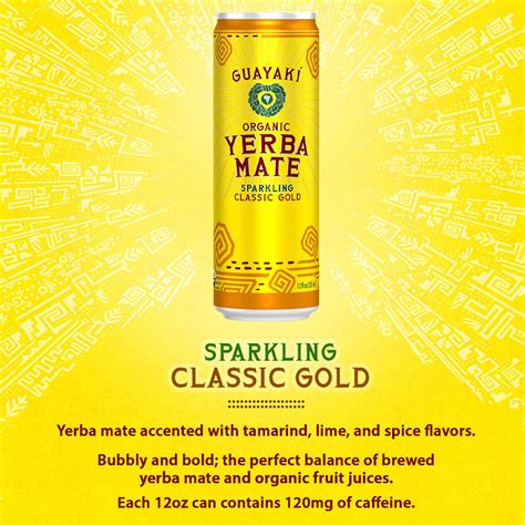 Guayaki Yerba Mate, Organic Sparkling Clean Energy Drink, Classic Gold ...