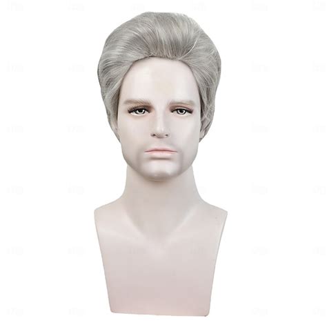 Synthetic Wig Straight Asymmetrical Wig Short Grey Synthetic Hair Men's ...