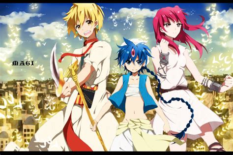 Download Magi The Labyrinth Of Magic Three Protagonists Wallpaper ...