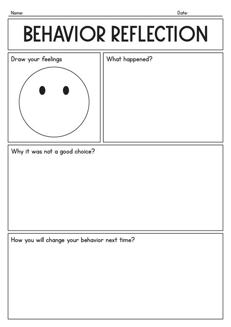 19 Student Behavior Reflection Worksheets - Free PDF at worksheeto.com