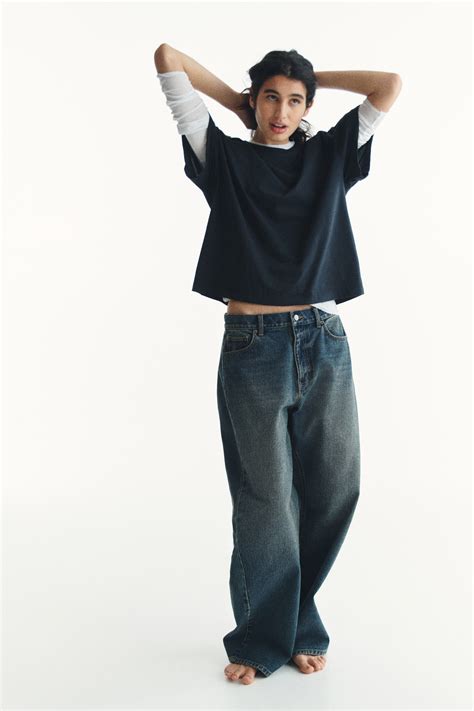 Women's Washed black Loose-fit cotton T-shirt | H&M IN