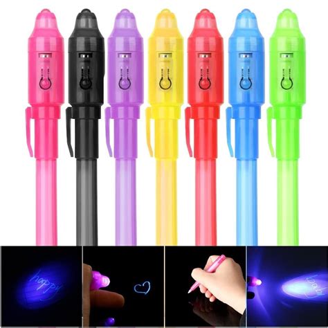 JDD Light Pen Invisible Ink Secret Marker Pen with Ultra Violet LED ...