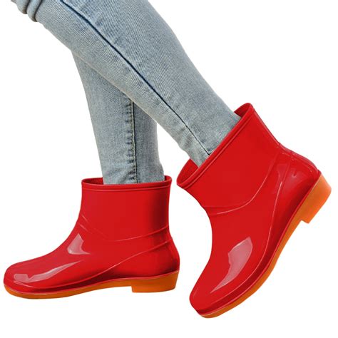 Daznico Women's Ankle Calf Rain Boots Printed Waterproof Rubber Boots ...