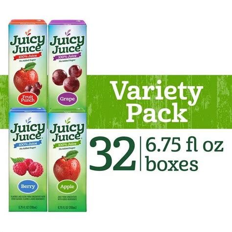 Juicy Juice Assorted Single Serving Fruit Juice Boxes, 100% Juice, 32 ...