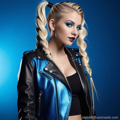 Blonde Rockstar with Blue Highlights | Stable Diffusion Online