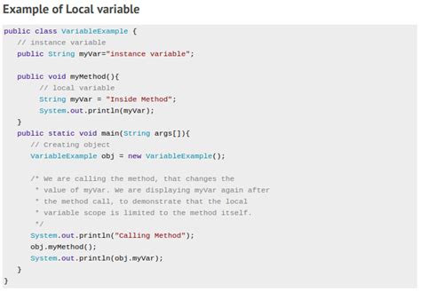 Local Variables in Java with Example 的图像结果