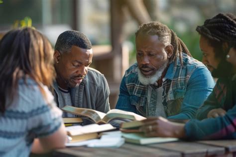 Group focused on reading the bible | Premium AI-generated image