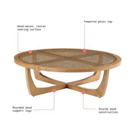 Beautiful Rattan & Glass Coffee Table with Solid Wood Frame by Drew Ba ...