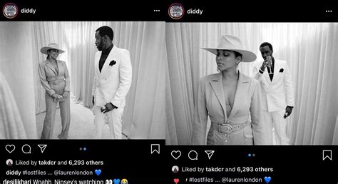Diddy posts pics with Lauren London, on IG, with blue heart emoji, and ...