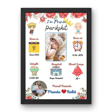 Pixelkari - Wooden Personalized Baby Birth Rectangular Shape Photo ...