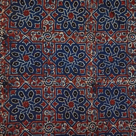 Pure Cotton Ajrak Blue With Vedic Stars Hand Block Print Fabric – Sanskruti