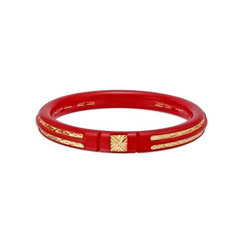 Carved Gold Red Pola Bangle