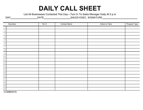 Call Sheet Example 的图像结果