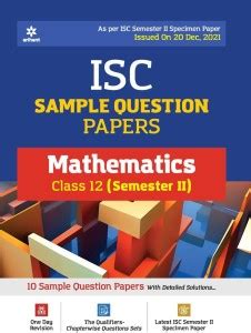 Arihant ISC Semester 2 Mathematics Class 12 Sample Question Papers (As ...