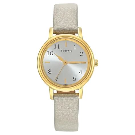 Titan Karishma Quartz Analog Silver Dial Grey Leather Strap Watch for ...