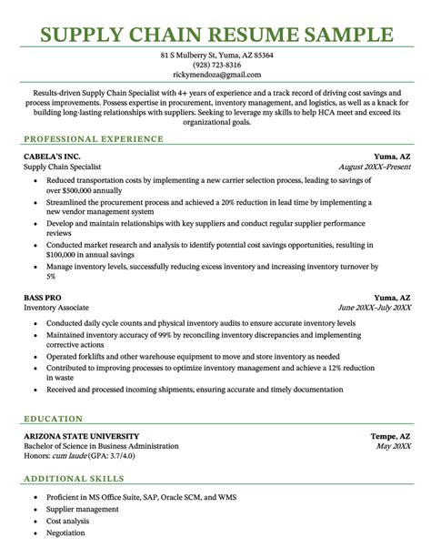 Supply Chain Manager Resume [Free Download]