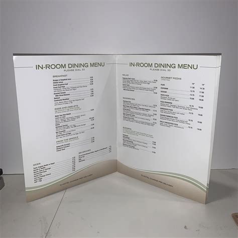 Hotel Room Service Menu