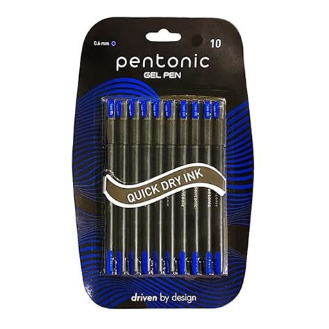Pentonic 0.6 mm Gel Pen Blister Pack | Black Body | Blue ink | Set of ...
