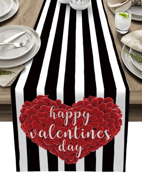 Red Love Black Background Table Runner Luxury Hotel Wedding Decor Table ...