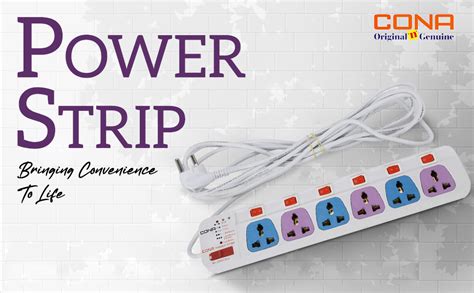 CONA 3336 Colour 240 Volts 6A 6x6 Power Strip with 4 Meter Cable and ...