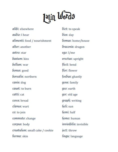 Latin words to make spells | Latin phrases, Latin language learning ...