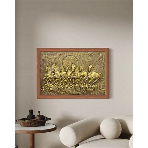 Buy 7 Horse Bronze Wall Painting Online - Artociti