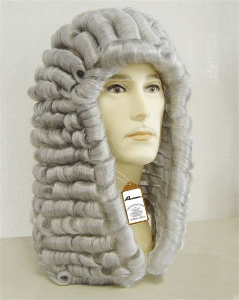 Anogol Hair Cap+Judge Wig Lawyer Wig Powdered Wig Long Curly Gray ...
