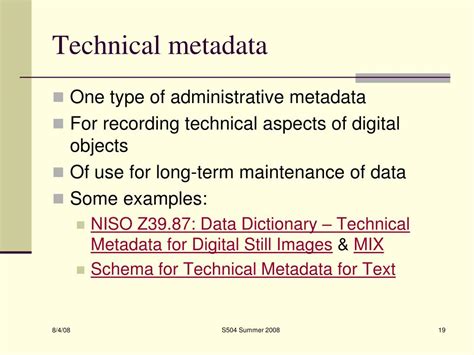 Image result for Technical Metadata Examples