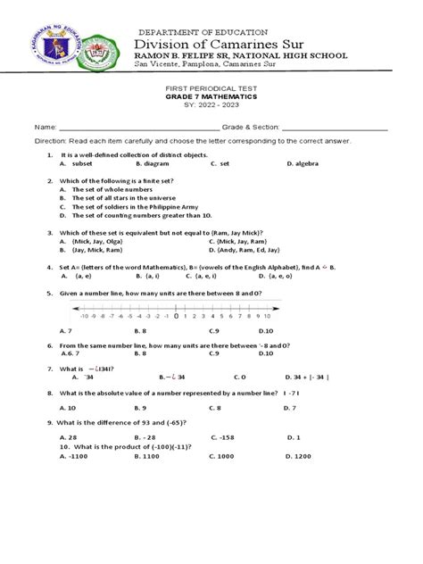 Image result for Class 7 Math Test