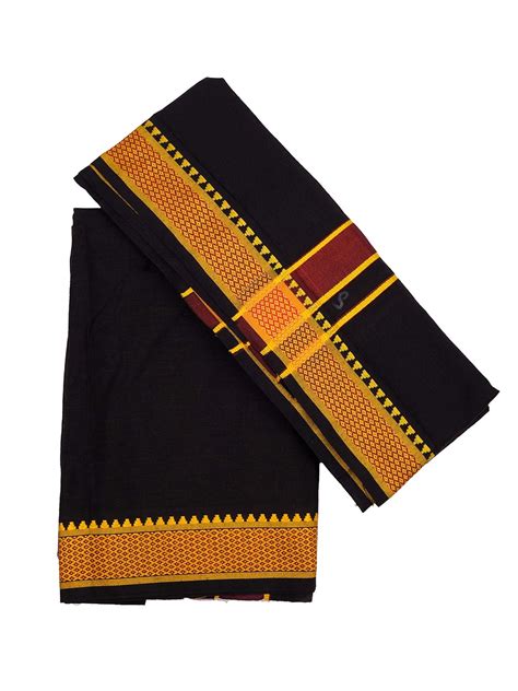 Thugil Hindu Puja Cotton Dothi Vesti Angavastram Ayyappan Dhoti, Black ...