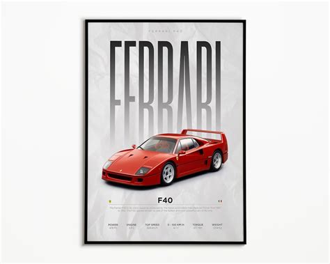 Buy Ferrari F40 Poster Ferrari Poster Digital Download Hyper Car Poster ...