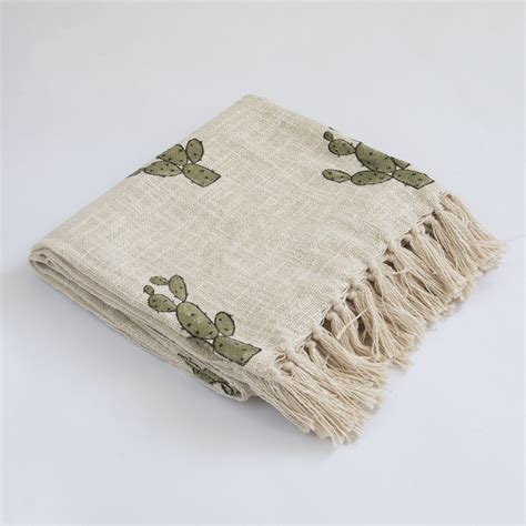 Cactus Hand Block Printed Sofa Throw Blanket – DMAASA