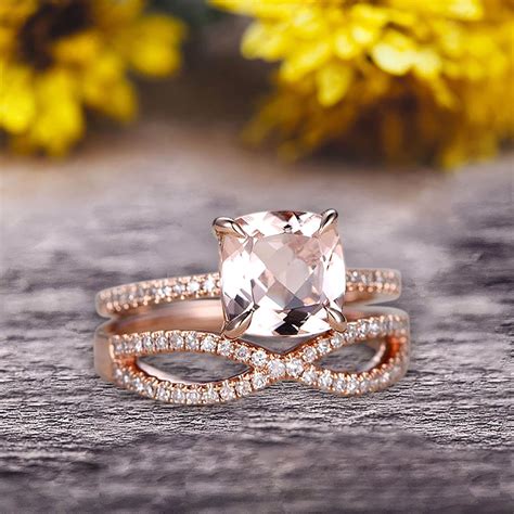 JeenJewels - 2 Pcs 10k Rose Gold 1.75 Carat Cushion Cut Morganite ...