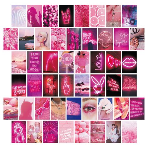 Buy 50pcs Wall Collage Kit Pink Aesthetic Pictures for Bedroom Decor ...