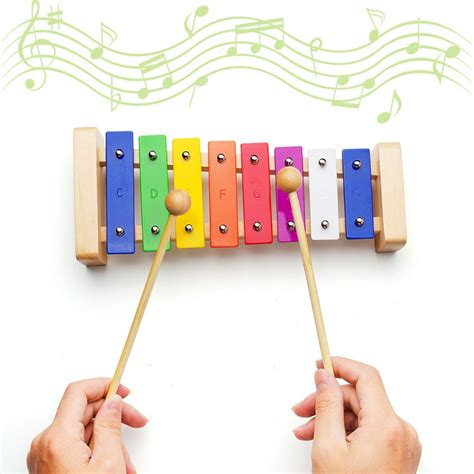 Vangoa - 8 Note Rainbow Xylophone Musical Toy Percussion Instrument ...