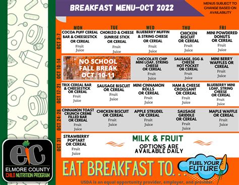 Breakfast and Lunch Menus